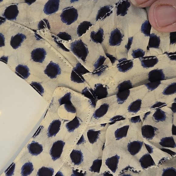 VICTOR by Victor Alfaro Size 22 Blu & Black dotted 100% Silk Blouse - Picture 2 of 8